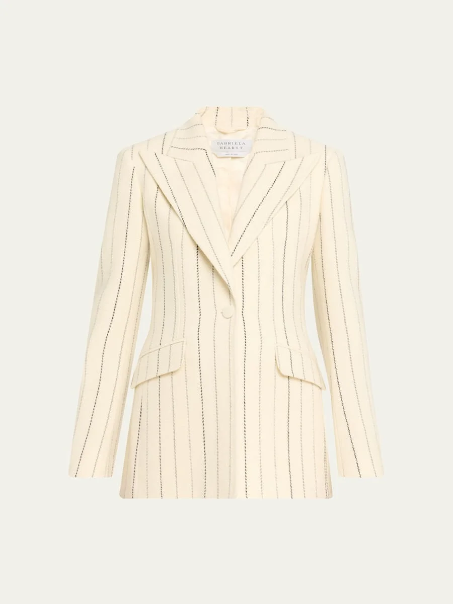 Leiva Pinstripe Wool Cashmere Blazer - 1