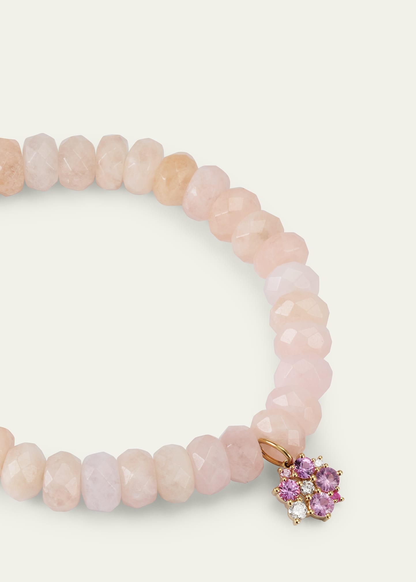 14k Morganite Beaded Bracelet with Disc Charm - 3