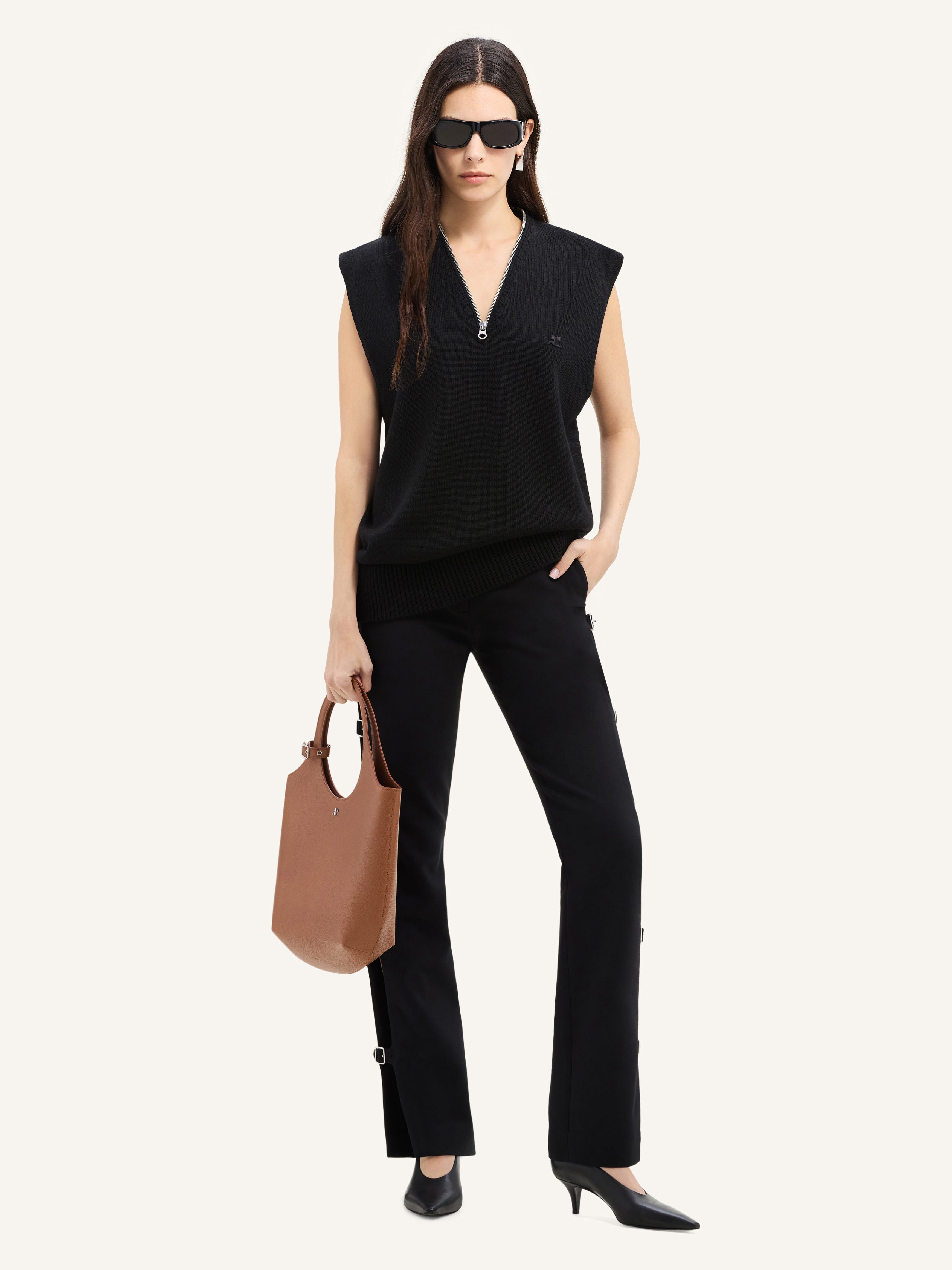 ZIPPED V-NECK WOOL SWEATER - 3