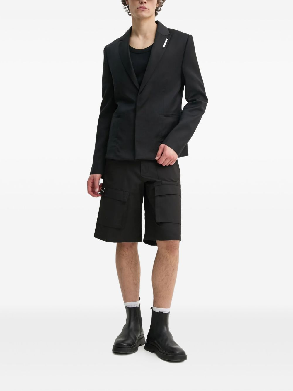 lapel-detail logo-plaque blazer - 2