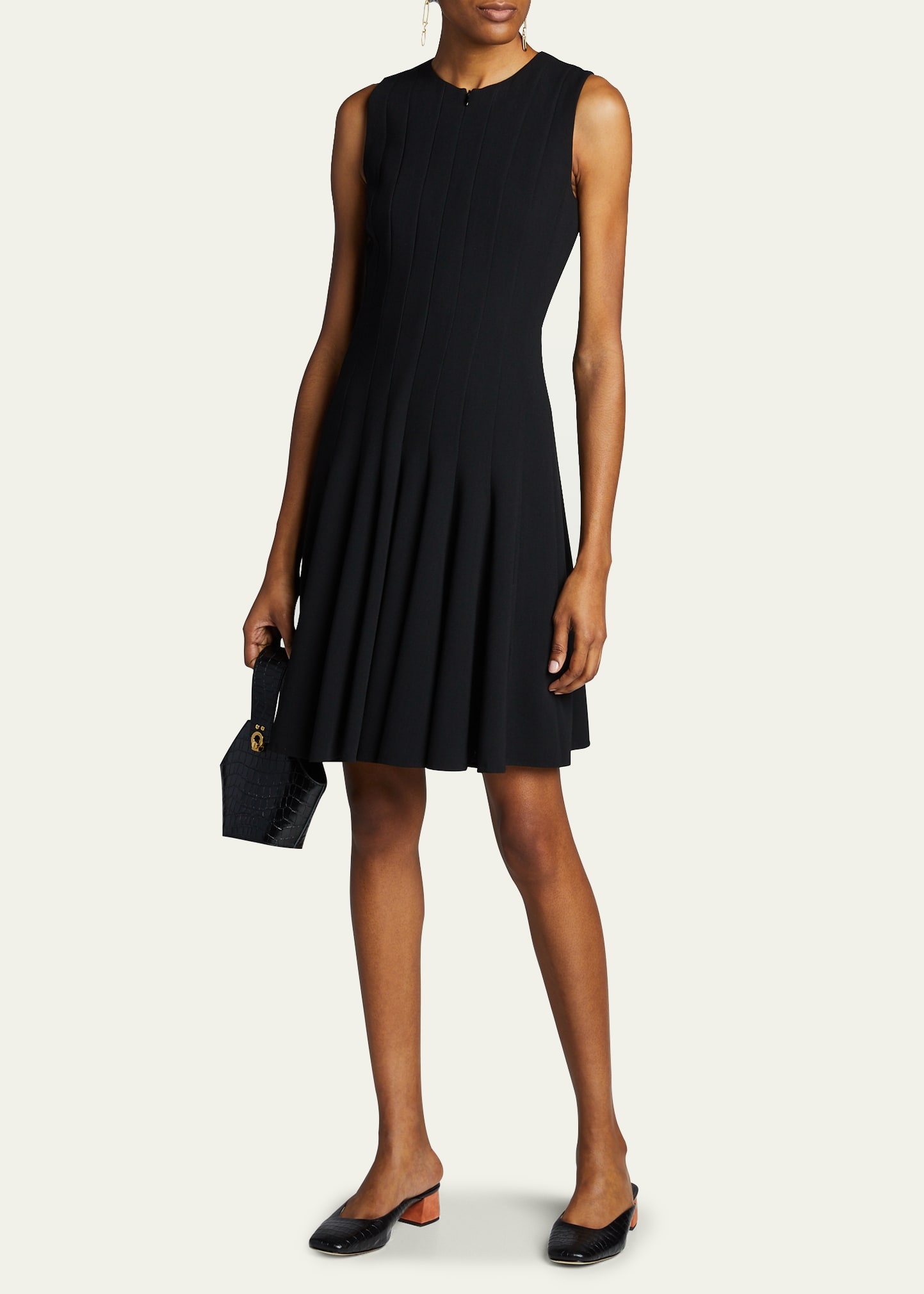 Sleeveless Zip-Front Seamed A-Line Dress - 2