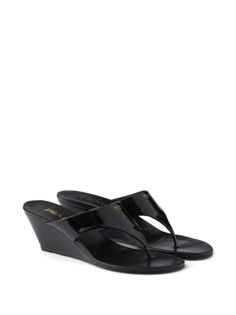 Prada patent-leather wedge sandals outlook