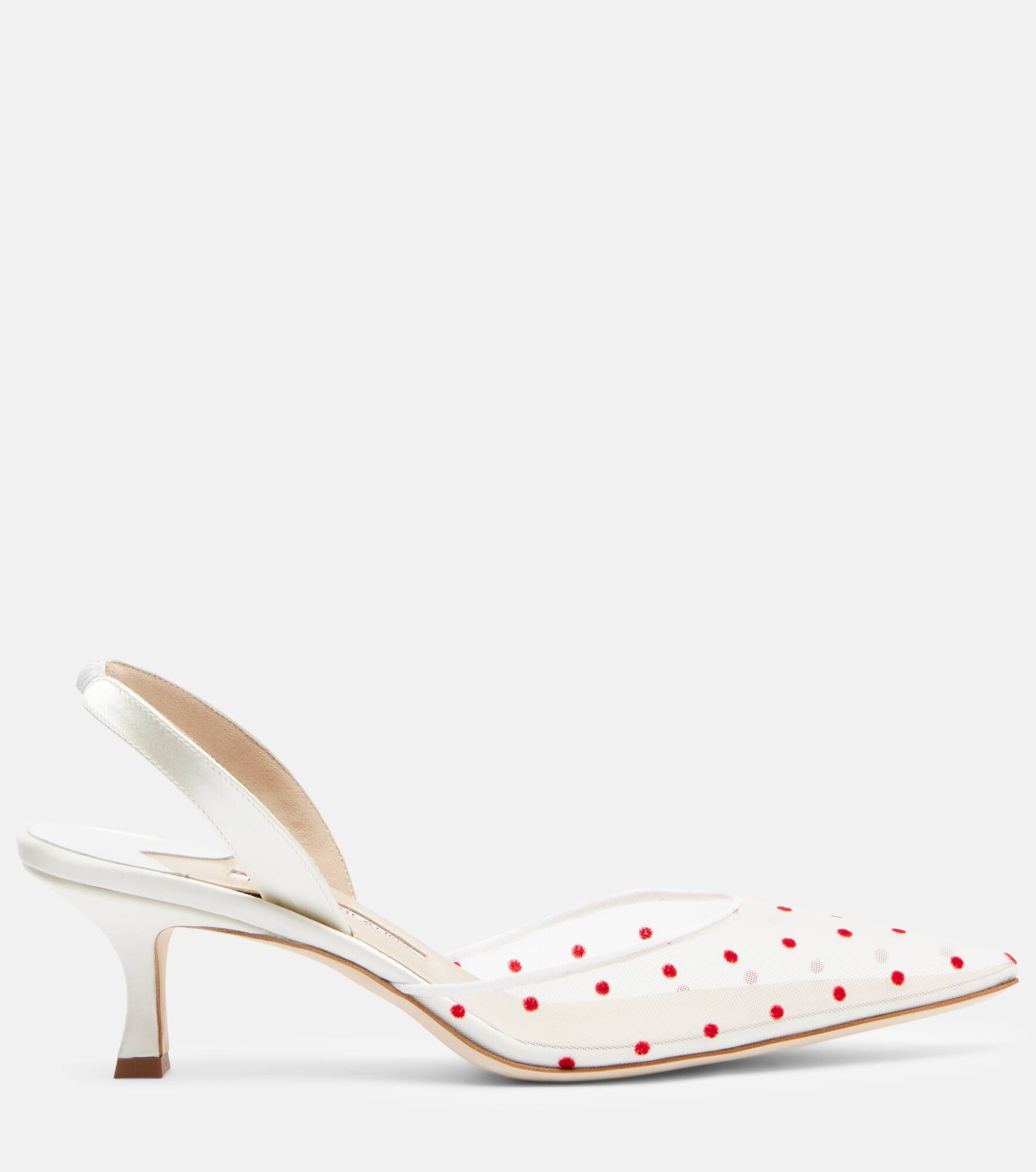 Carolyne 50 polka-dot mesh slingback pumps - 4
