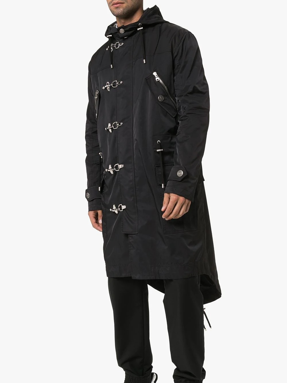 clip fastening hooded parka - 3