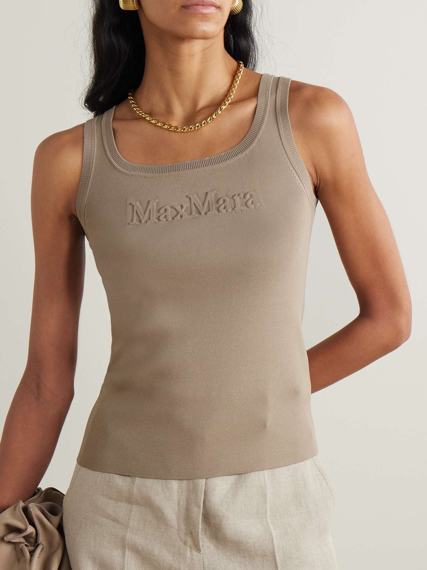 Embossed knitted tank Beige - 3