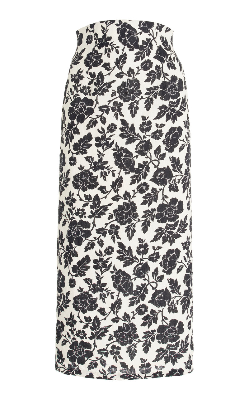 Romeo High-Waisted Linen Column Maxi Skirt black 1