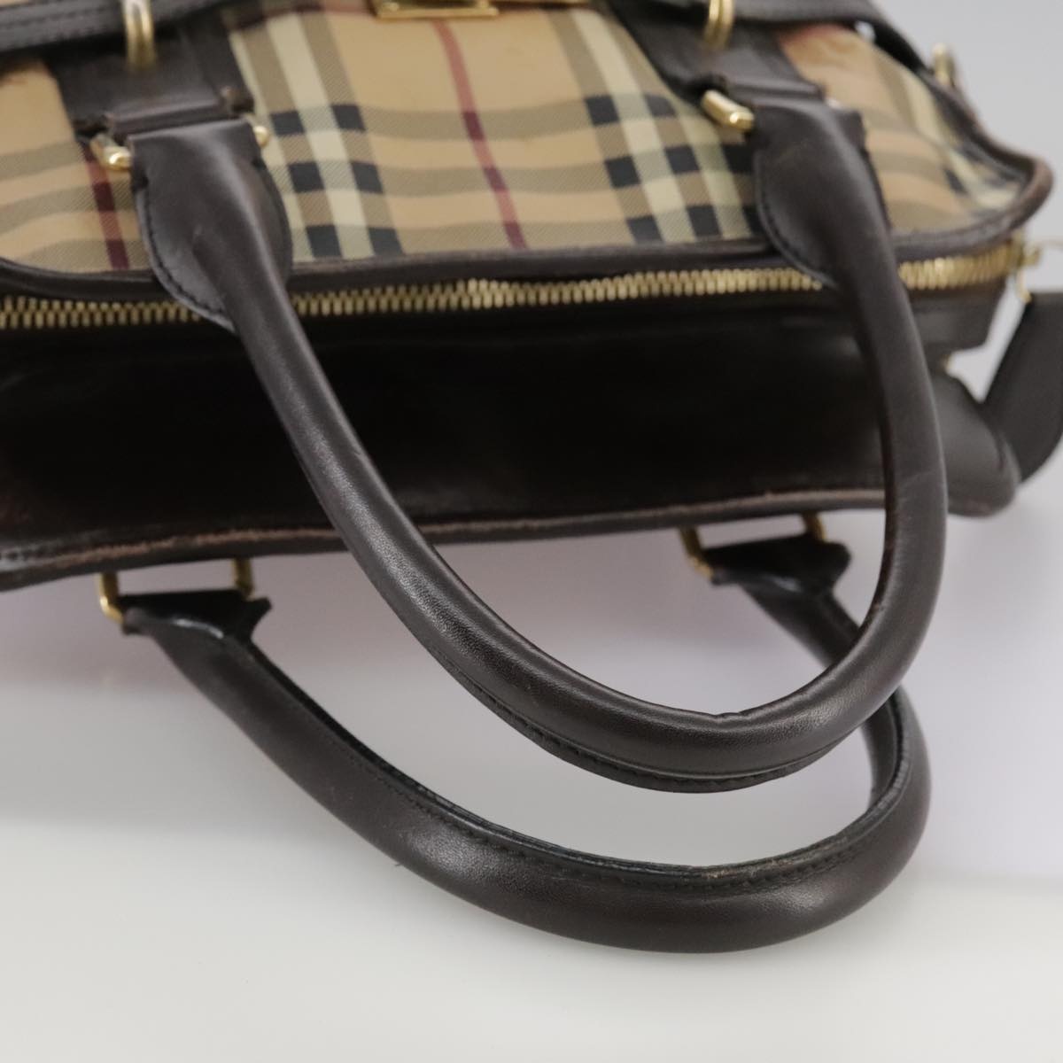 Burberry Nova Check Hand Bag Pvc Leather Beige - 7