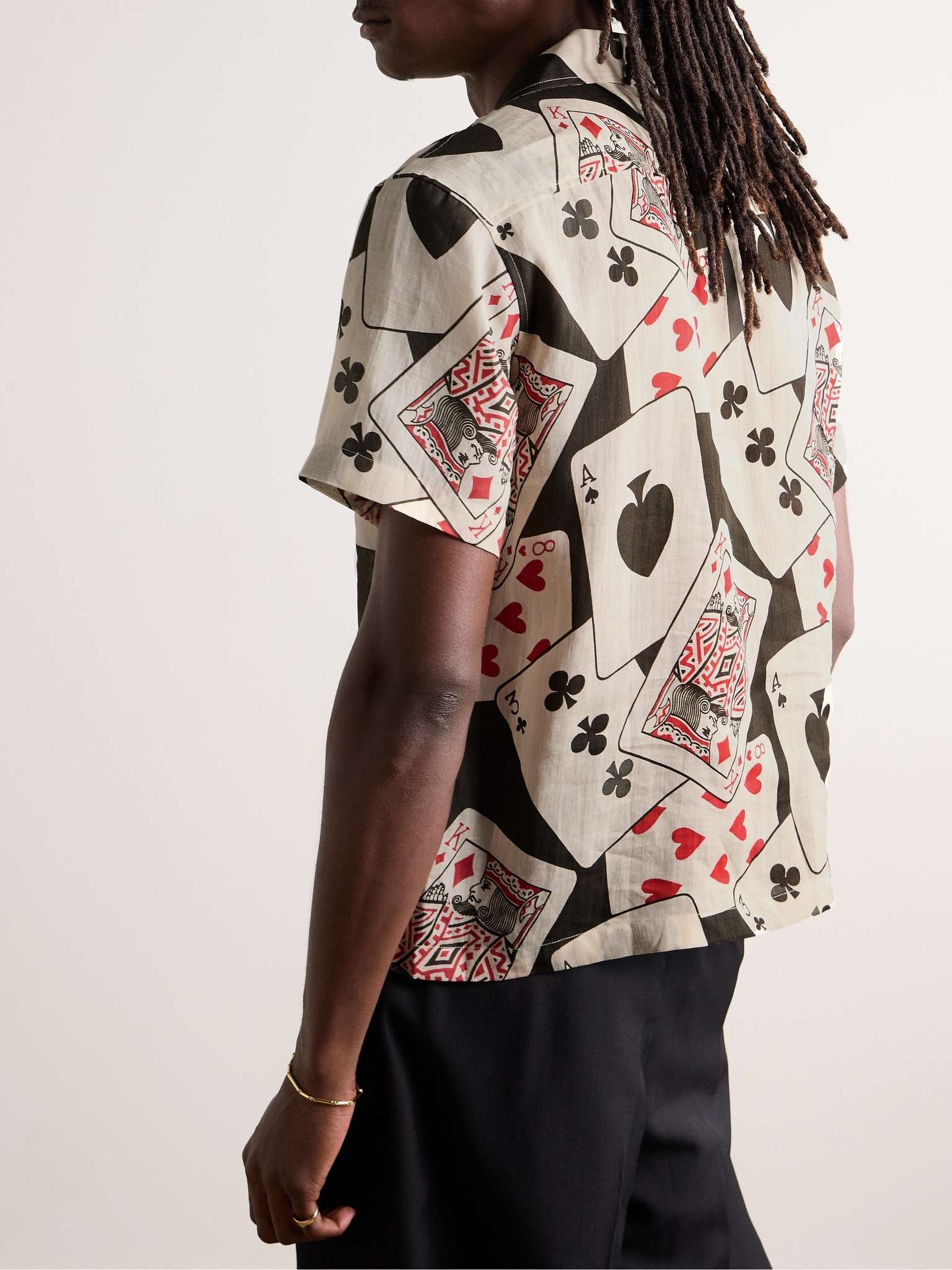 Ace of Spades Camp-Collar Printed Voile Shirt - 3