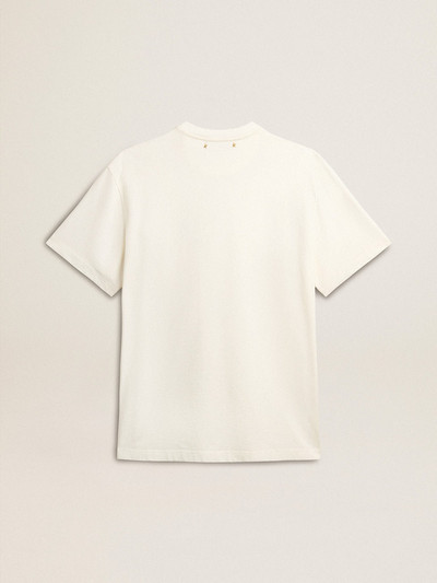 Golden Goose White cotton T-shirt with seasonal logo print on the front outlook