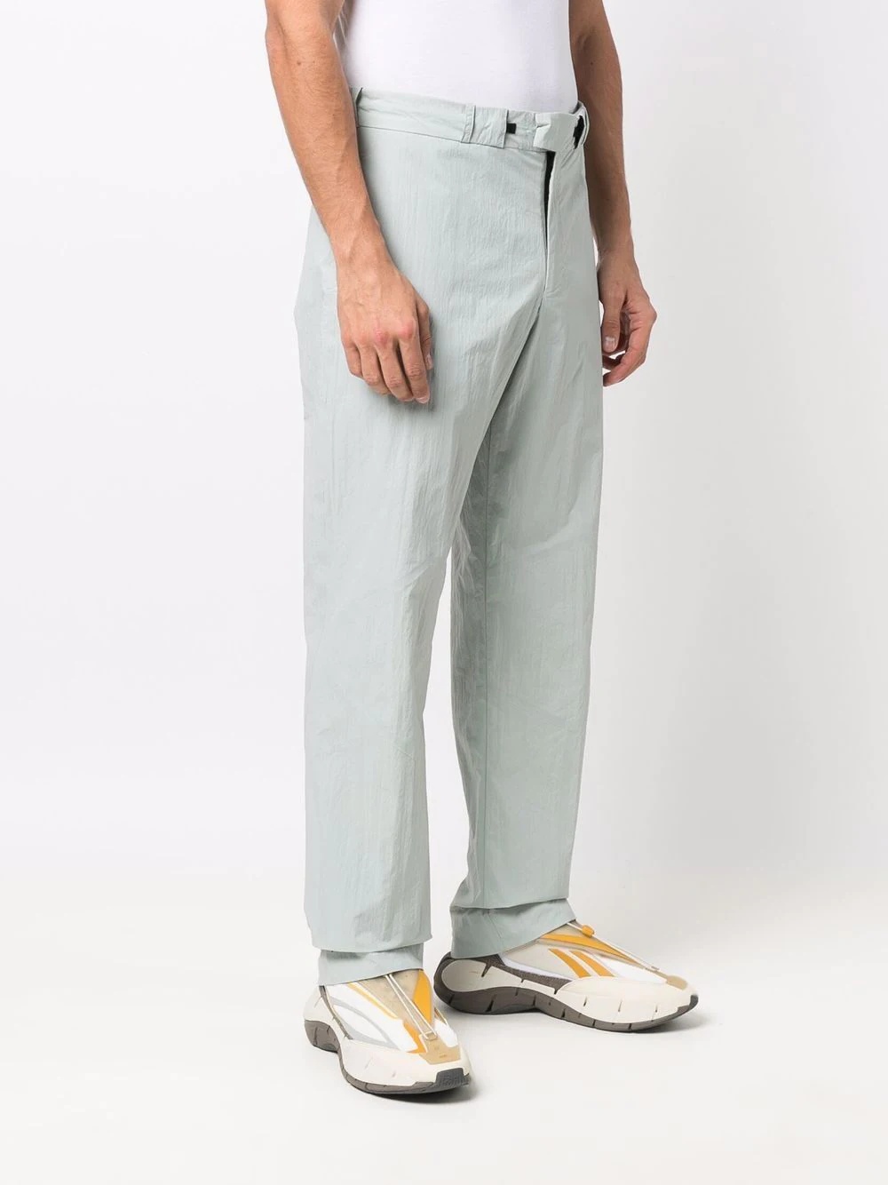 slit-detail straight-leg trousers - 3