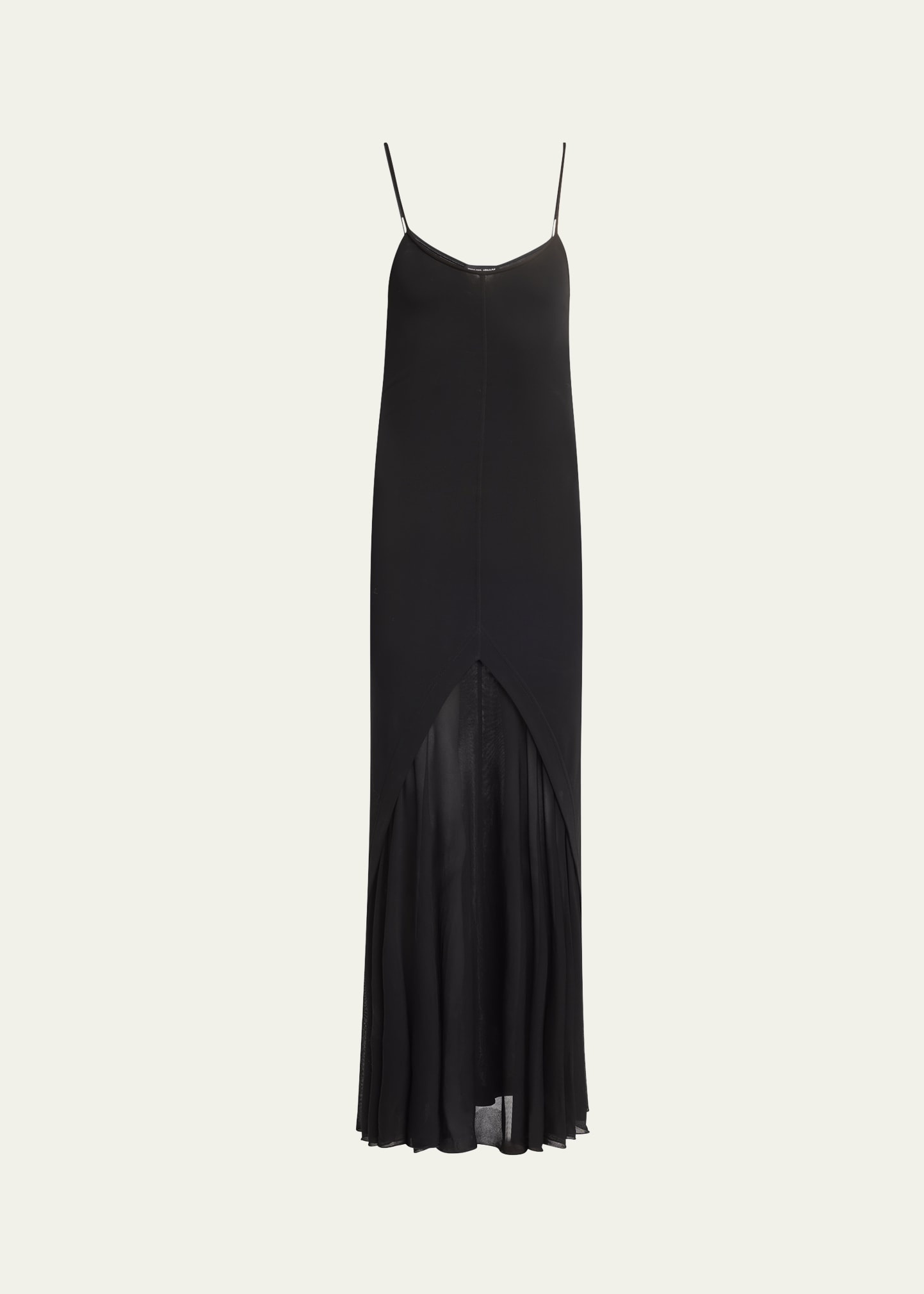 Sheer Skirt Panel Jersey Dress - 1