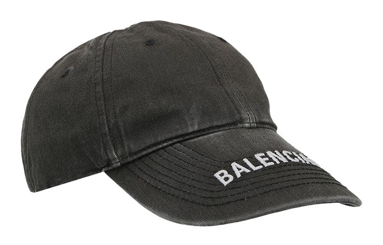 Balenciaga Washed Denim Logo Baseball Cap 'Black/White' 617160-4A2B4-1077 - 2