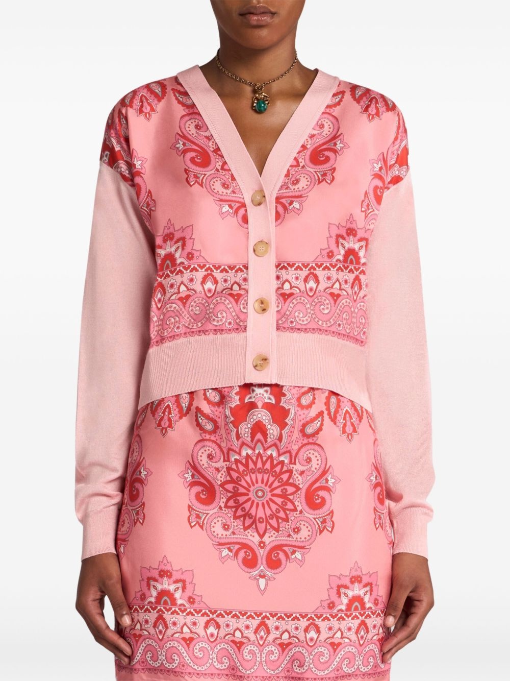 printed-panel cardigan - 3
