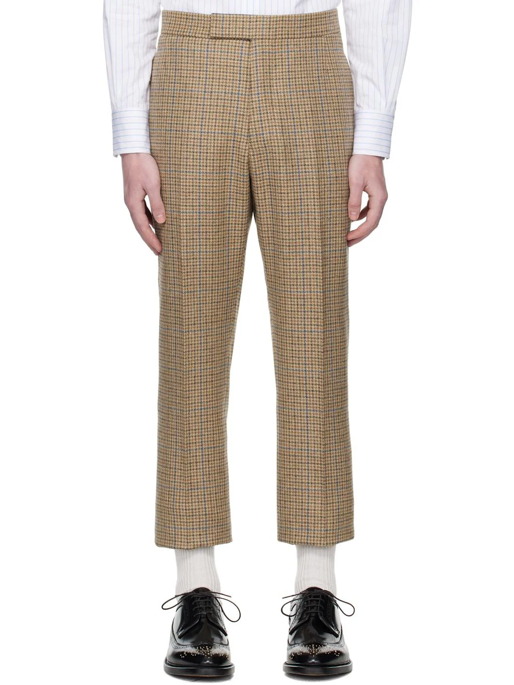 Tan Backstrap Gunclub Check Cheviot Tweed Trousers - 1