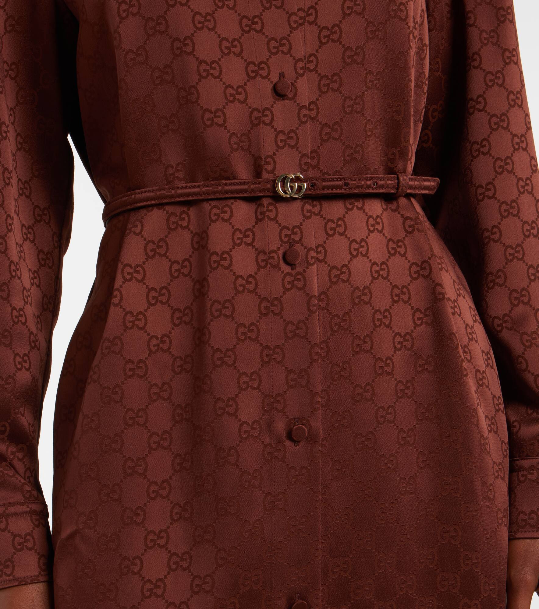 GG satin shirt dress - 5