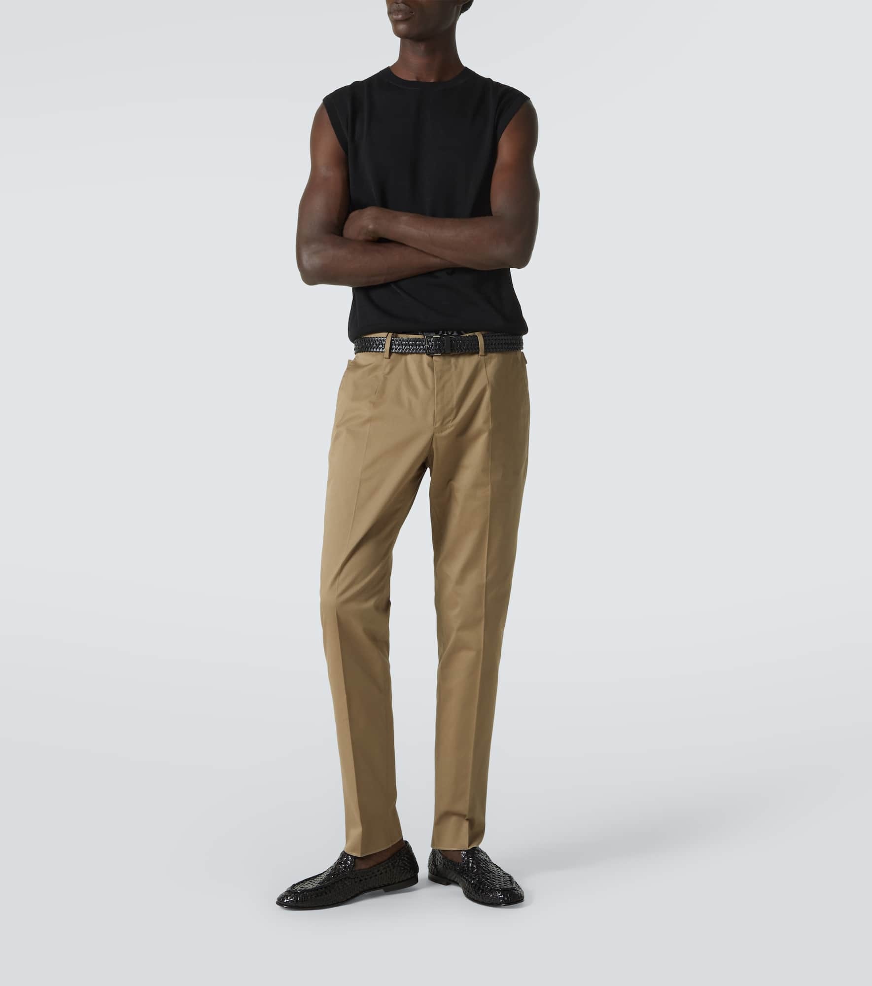 High-rise cotton-blend chinos - 2