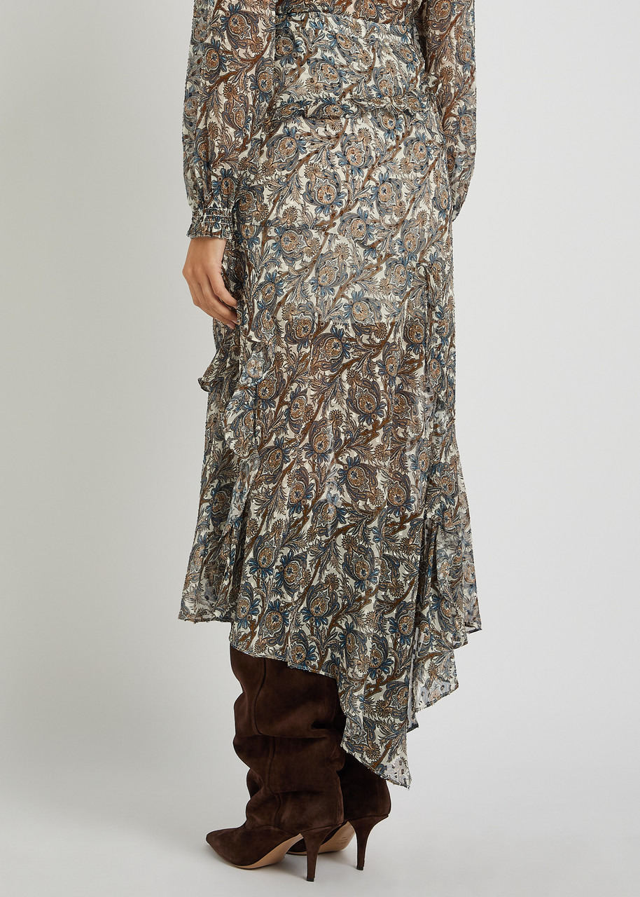 Veronica Beard Elenora Printed Silk-blend Midi Skirt - 3