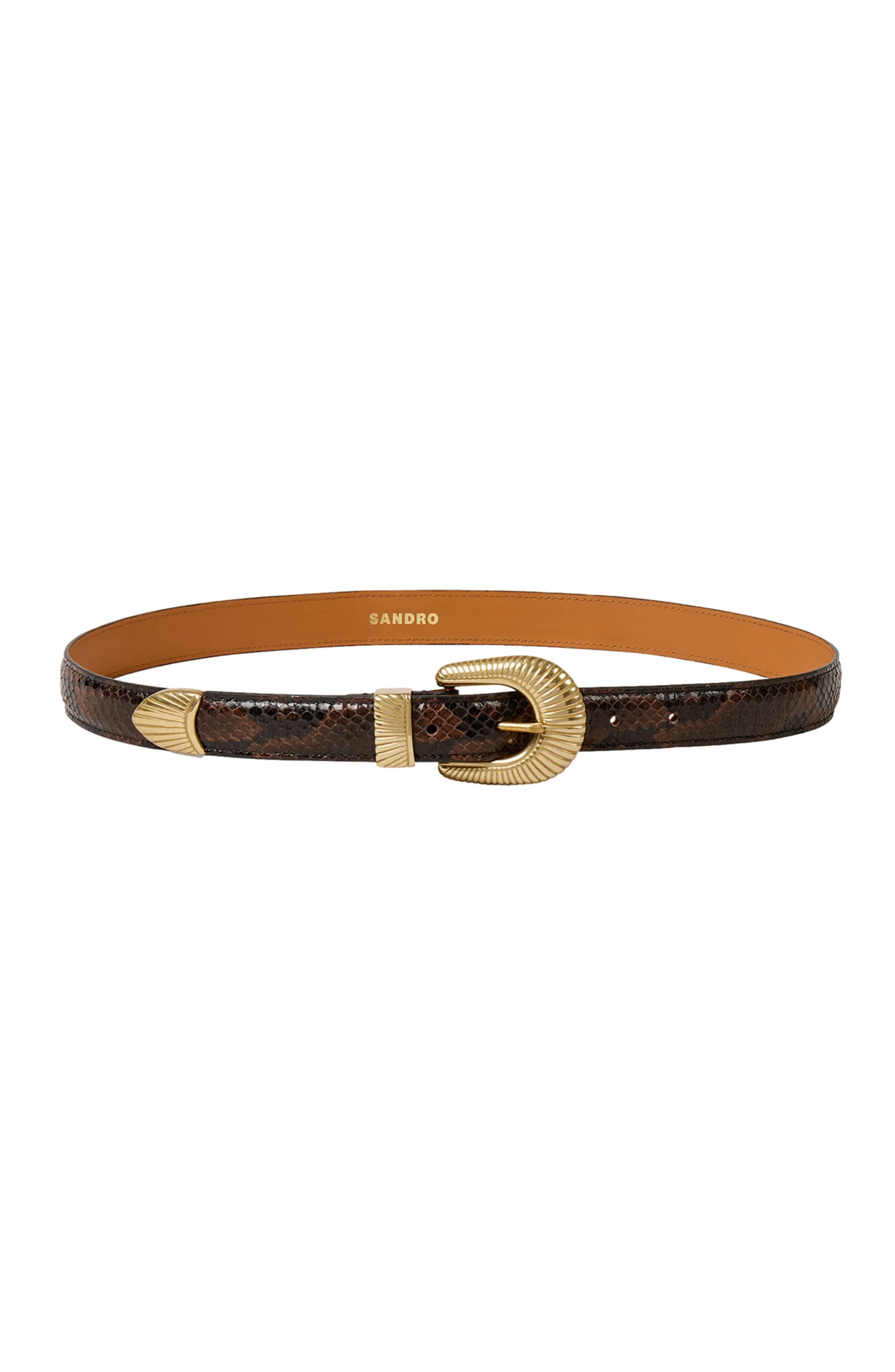 SANDRO Python-effect leather belt in Black Brown at Nordstrom - 1