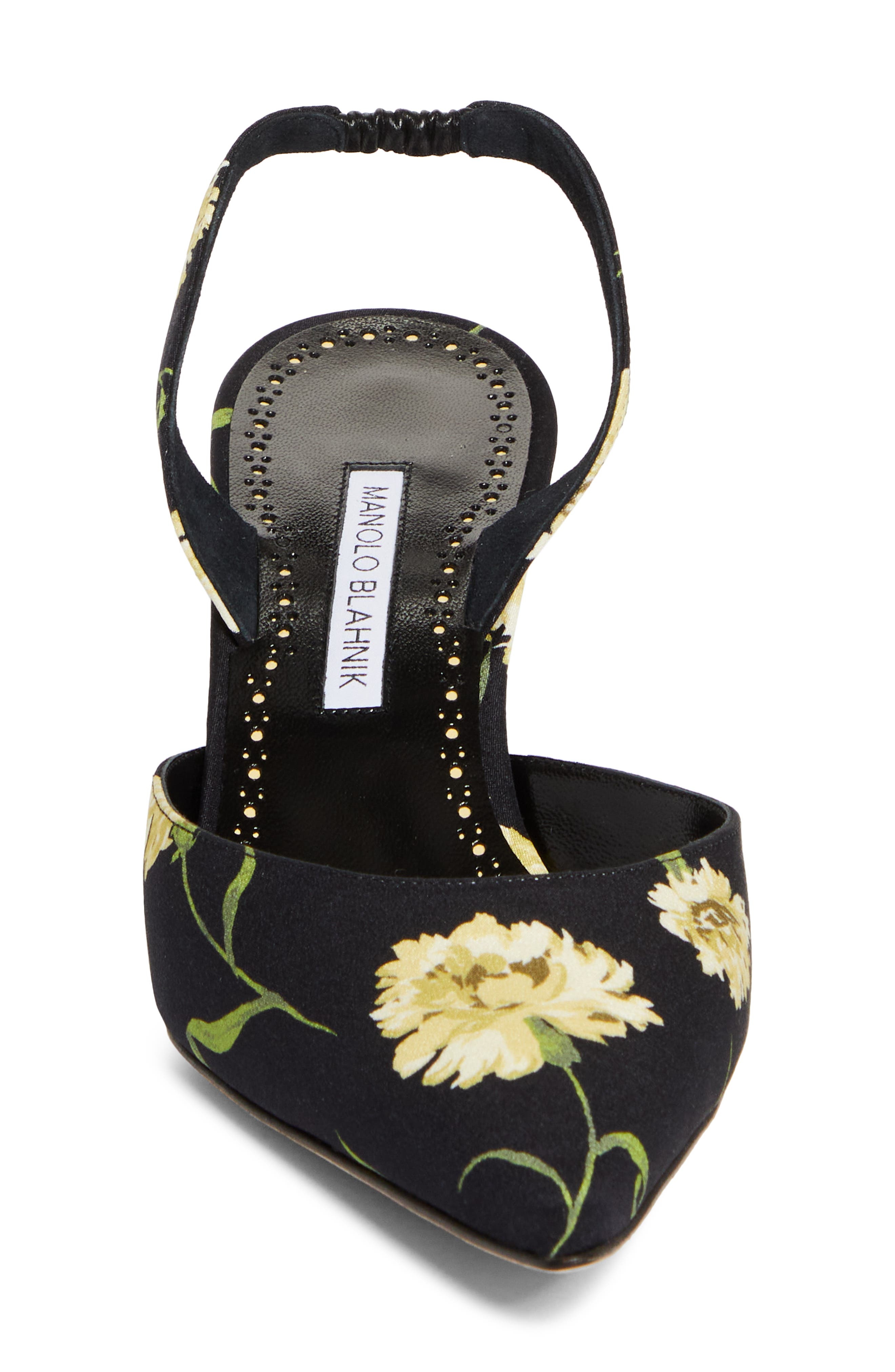 Manolo Blahnik Carolyne Floral Pointed Toe Slingback Pump in Black at Nordstrom - 4