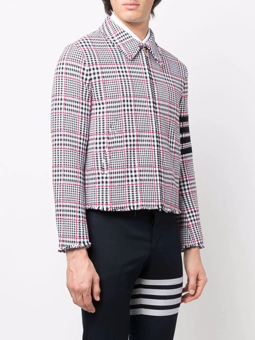 houndstooth-check zip-up jacket - 3