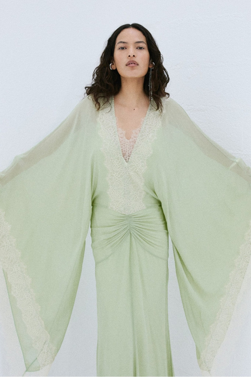 EVITA MAXI DRESS IN MINT GREEN VISCOSE GEORGETTE 7