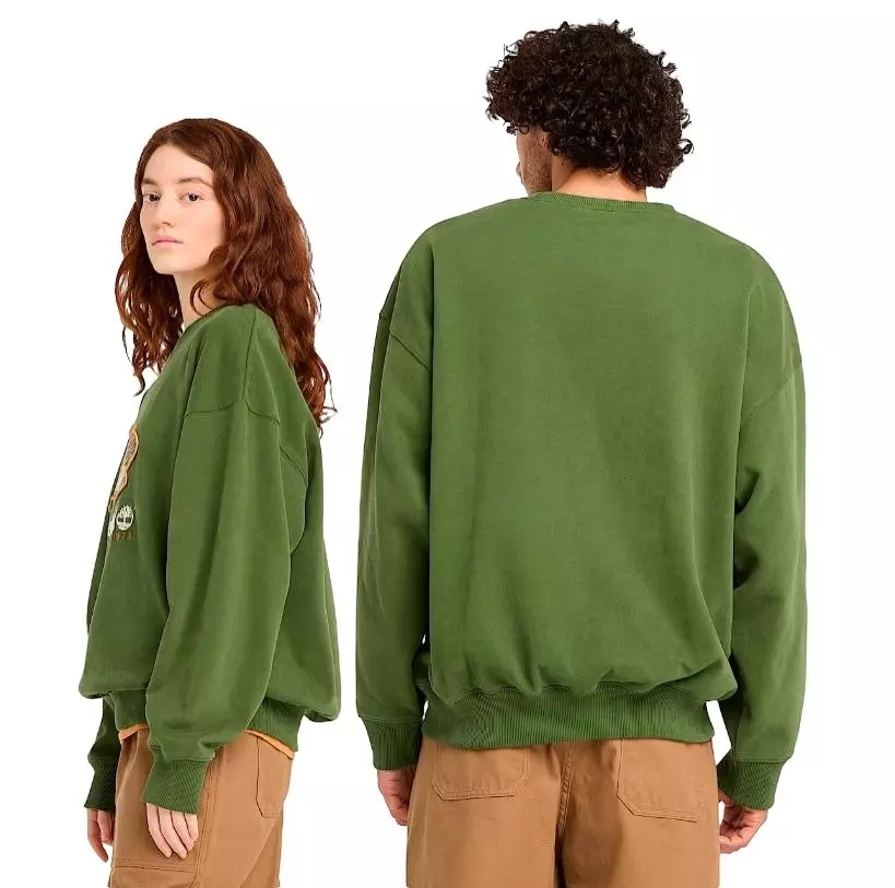 Men's Box Fit Badge Crew Sweatshirt - Dark Green - 2