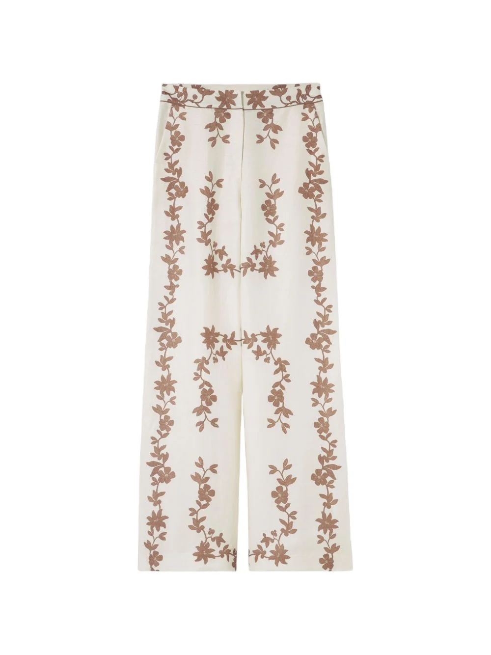 floral straight trousers - 1