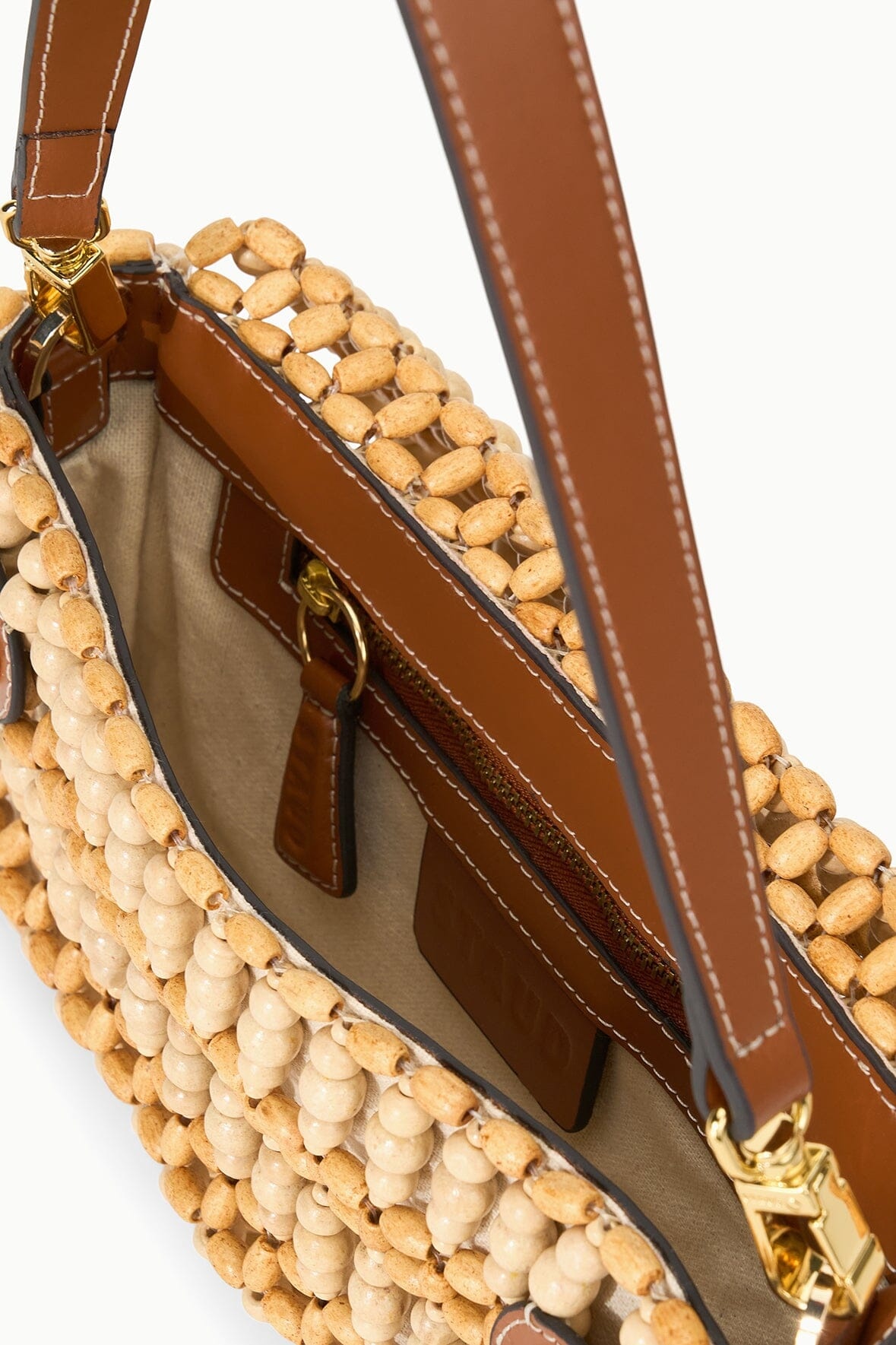 STAUD TIMMY CONVERTIBLE SHOULDER BAG NATURAL WOOD BEADS - 6