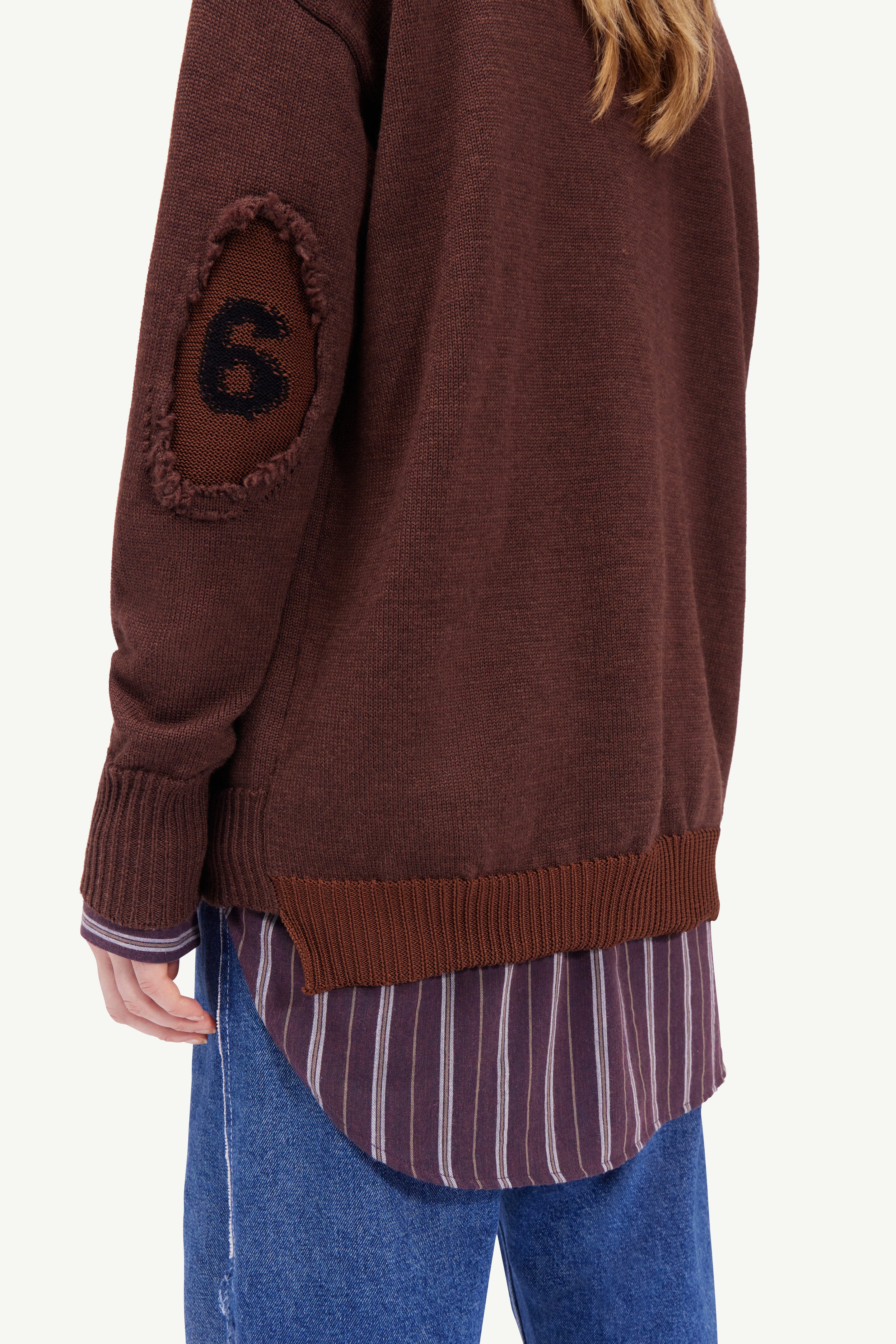 6 logo elbow patch sweater - 5