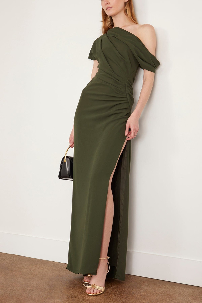 SIMKHAI Kally Sleeveless Draped Maxi Dress in Everest outlook