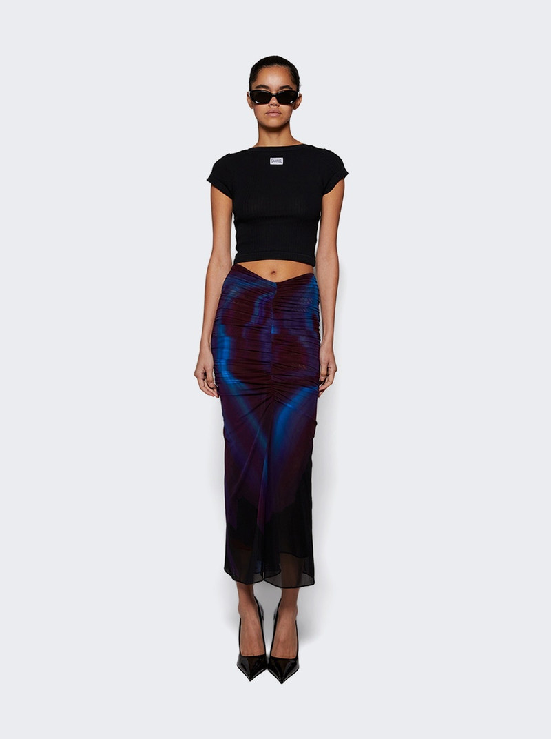 MUGLER Floral Print Mesh Skirt Blue And Red outlook