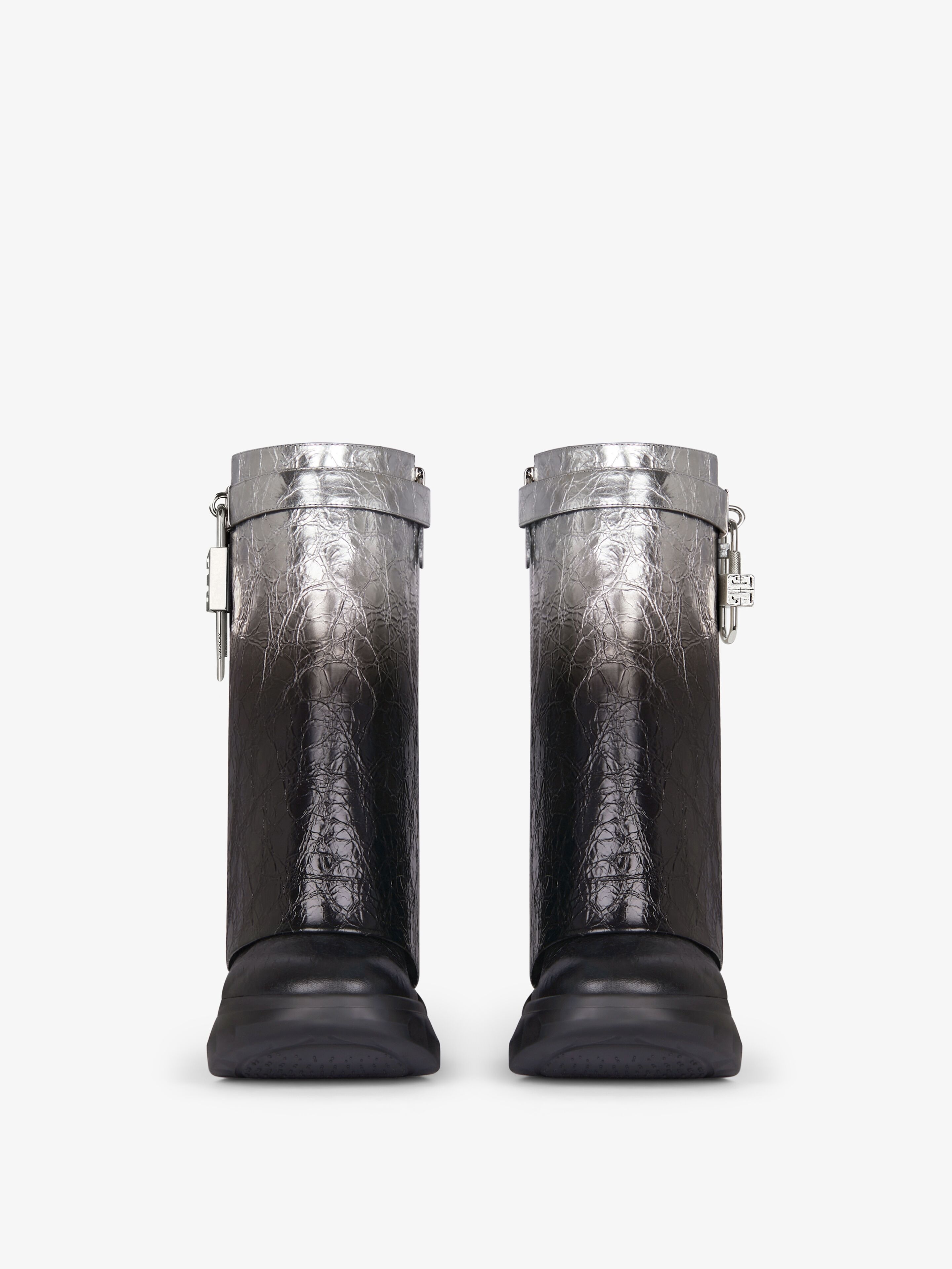 SHARK LOCK BIKER ANKLE BOOTS IN LAMINATED LEATHER - 3