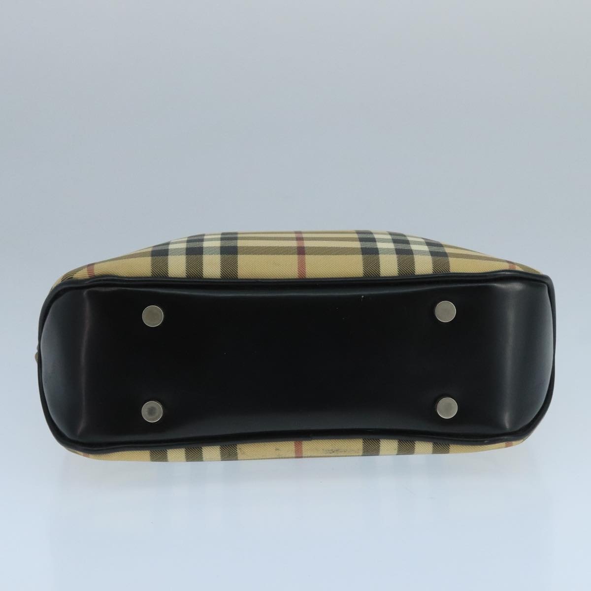 Burberry Nova Check Hand Bag Coated Canvas Beige Black Silver - 9