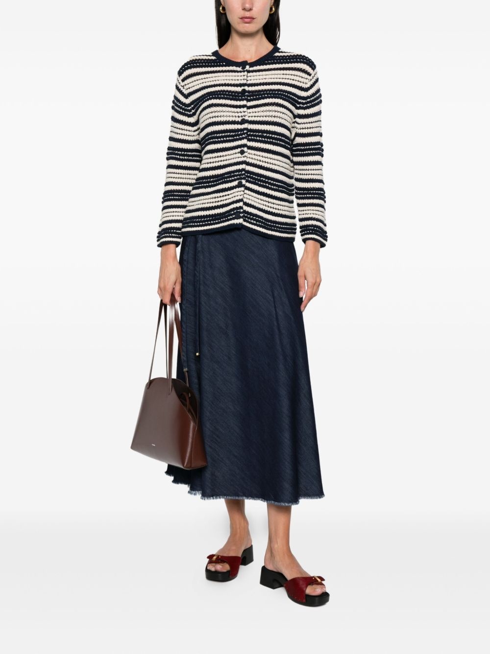 striped buttoned cardigan - 2