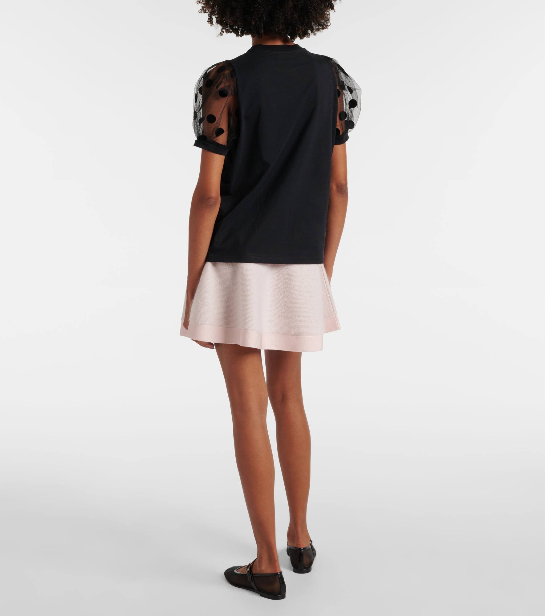 Polka dot tulle and jersey T-shirt - 3