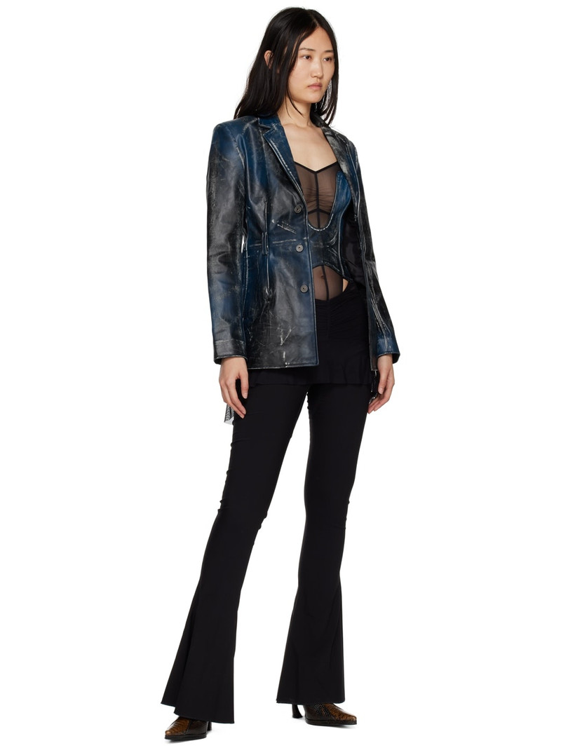 KNWLS Blue Amr Leather Jacket outlook