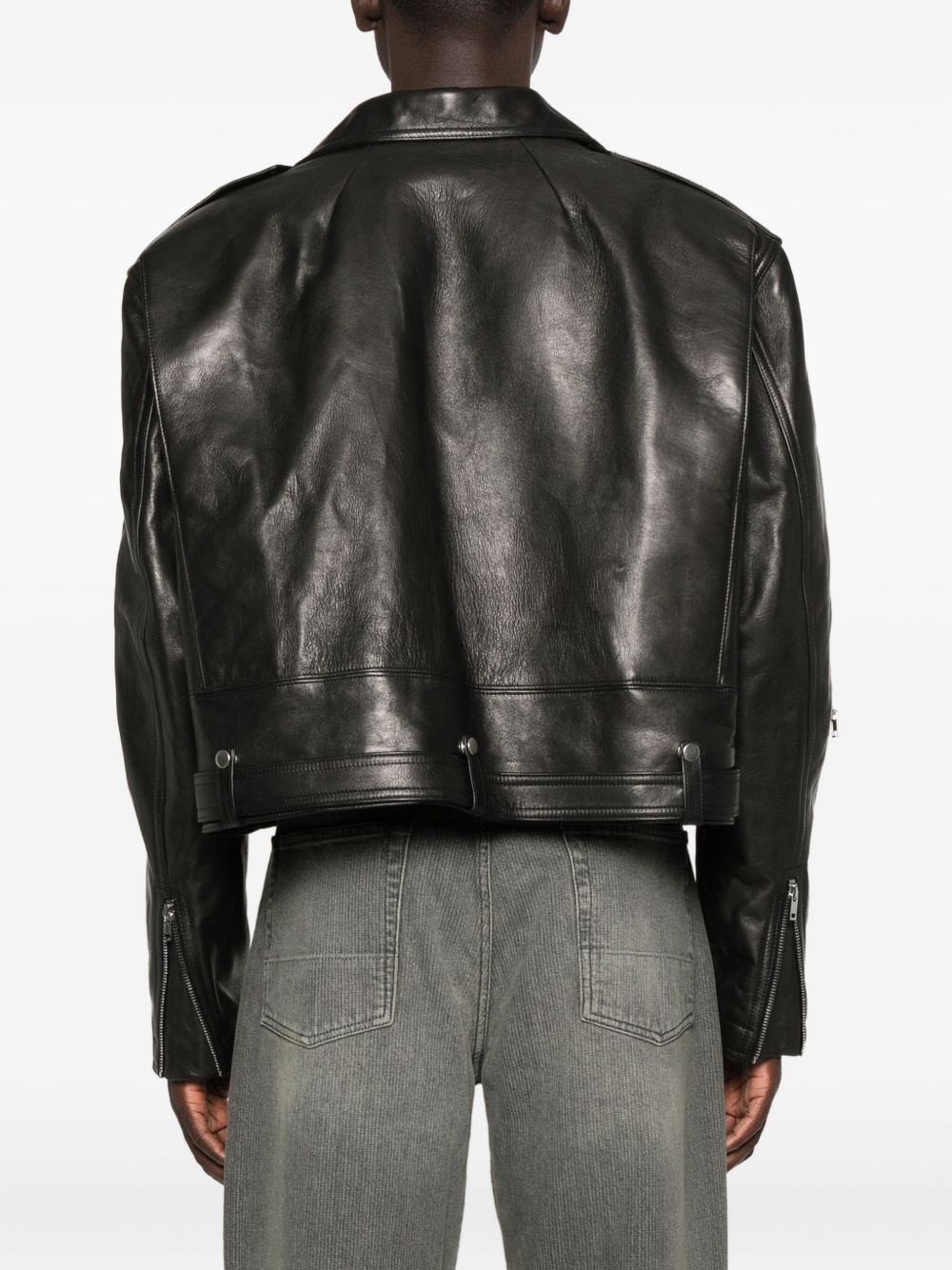 belted leather jacket - 4