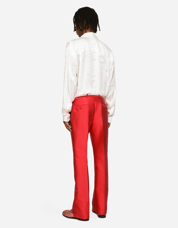 Oversize silk jacquard shirt with all-over DG logo - 5