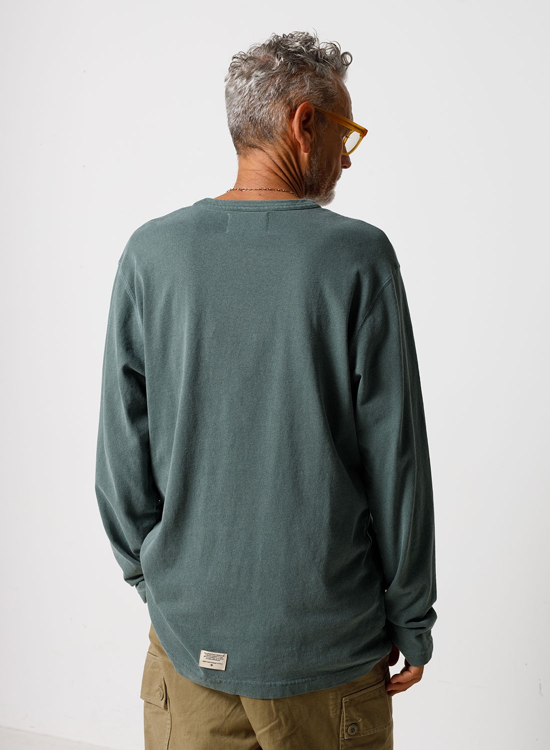 Embroidered Arrow Long Sleeve Tee in Sports Green - 4