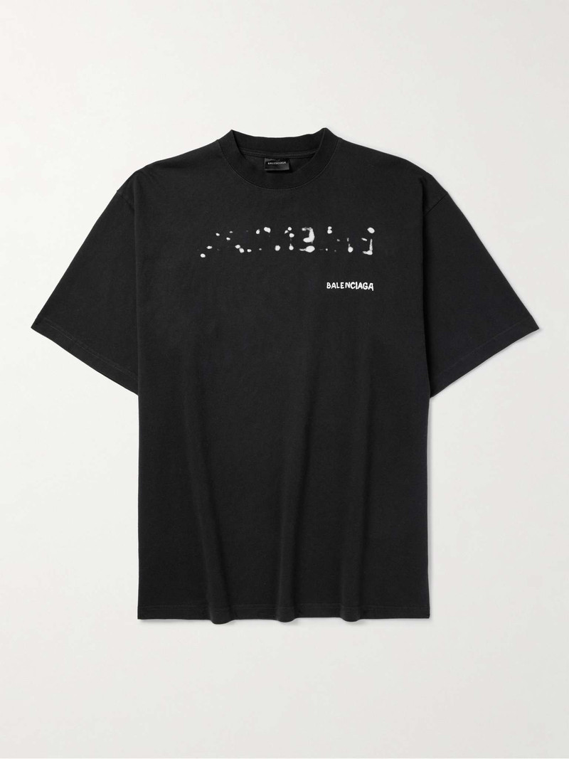 남자의 손 Drawn Balenciaga 티셔츠 검정에 큰 적합 - 1