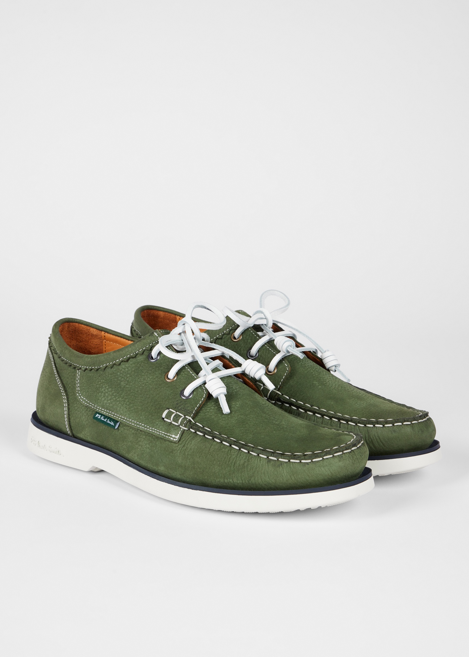 Khaki Nubuck 'Pebble' Boat Shoes - 4