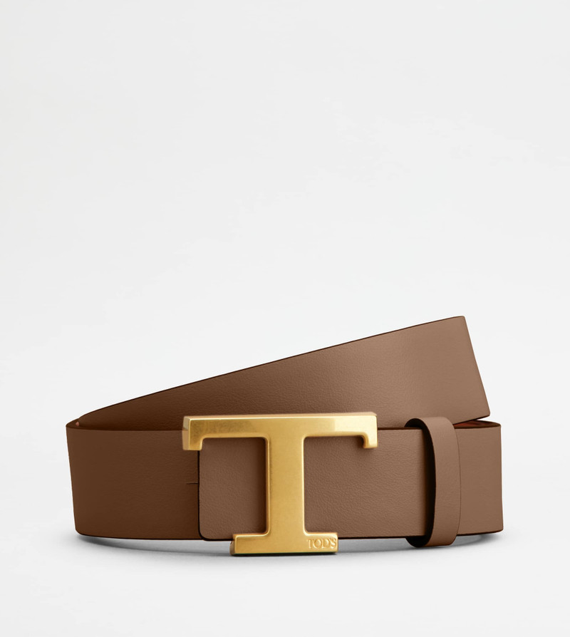 Tod's T TIMELESS REVERSIBLE BELT IN LEATHER - NATURAL, BROWN outlook