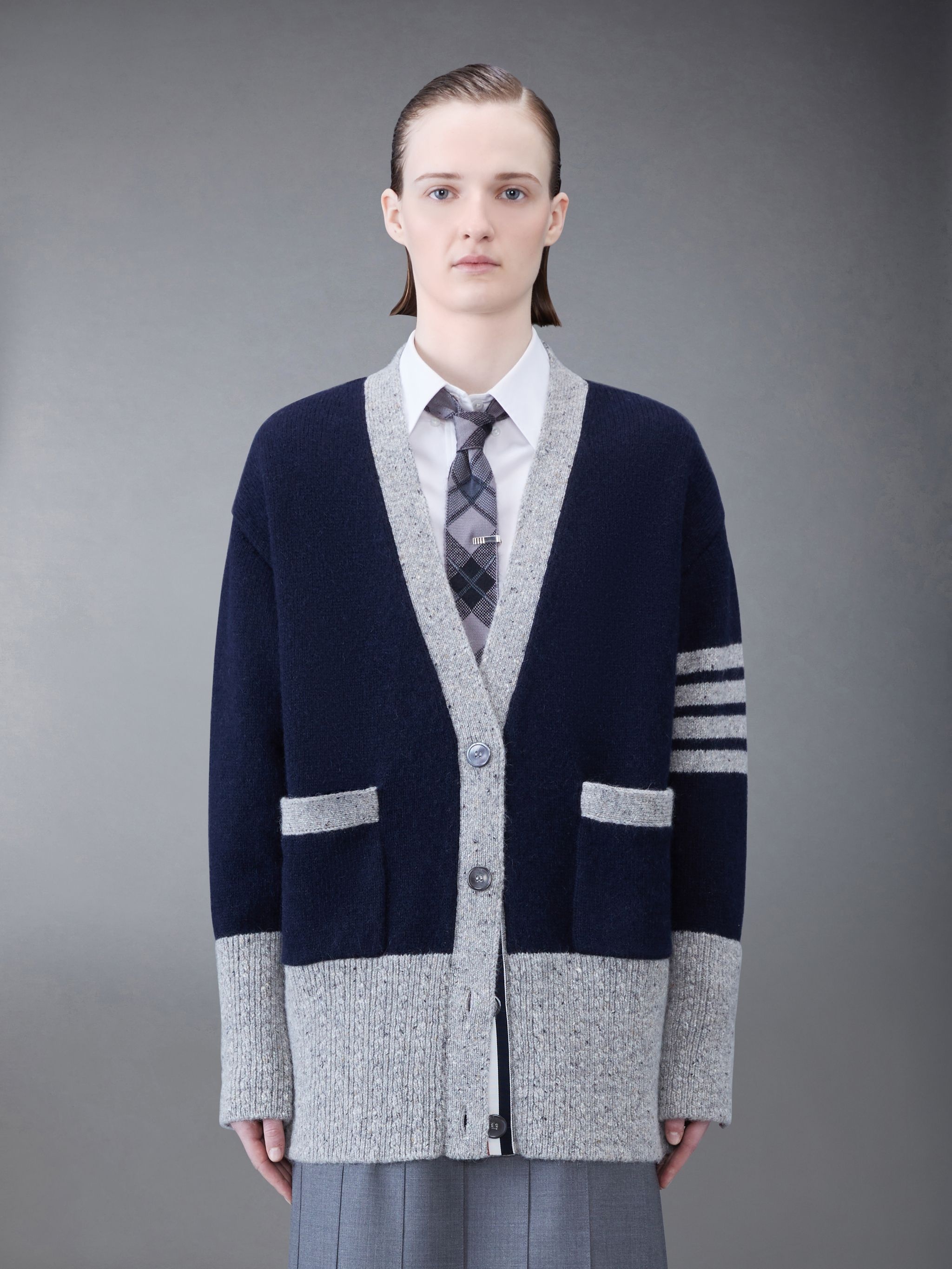 Thom Browne 4-Bar cable-knit cotton cardigan - Blue
