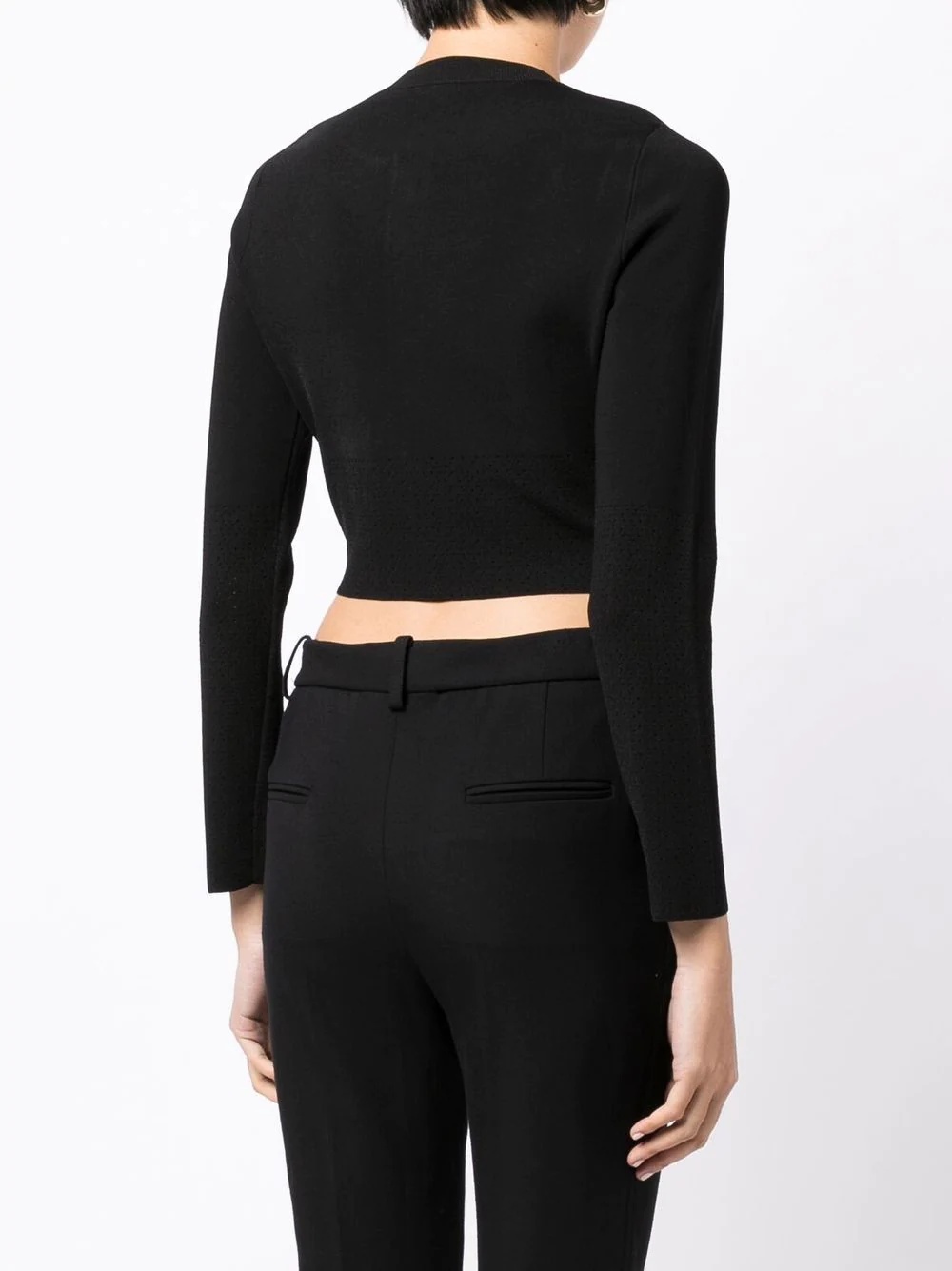 cropped pointelle-detail cardigan - 3