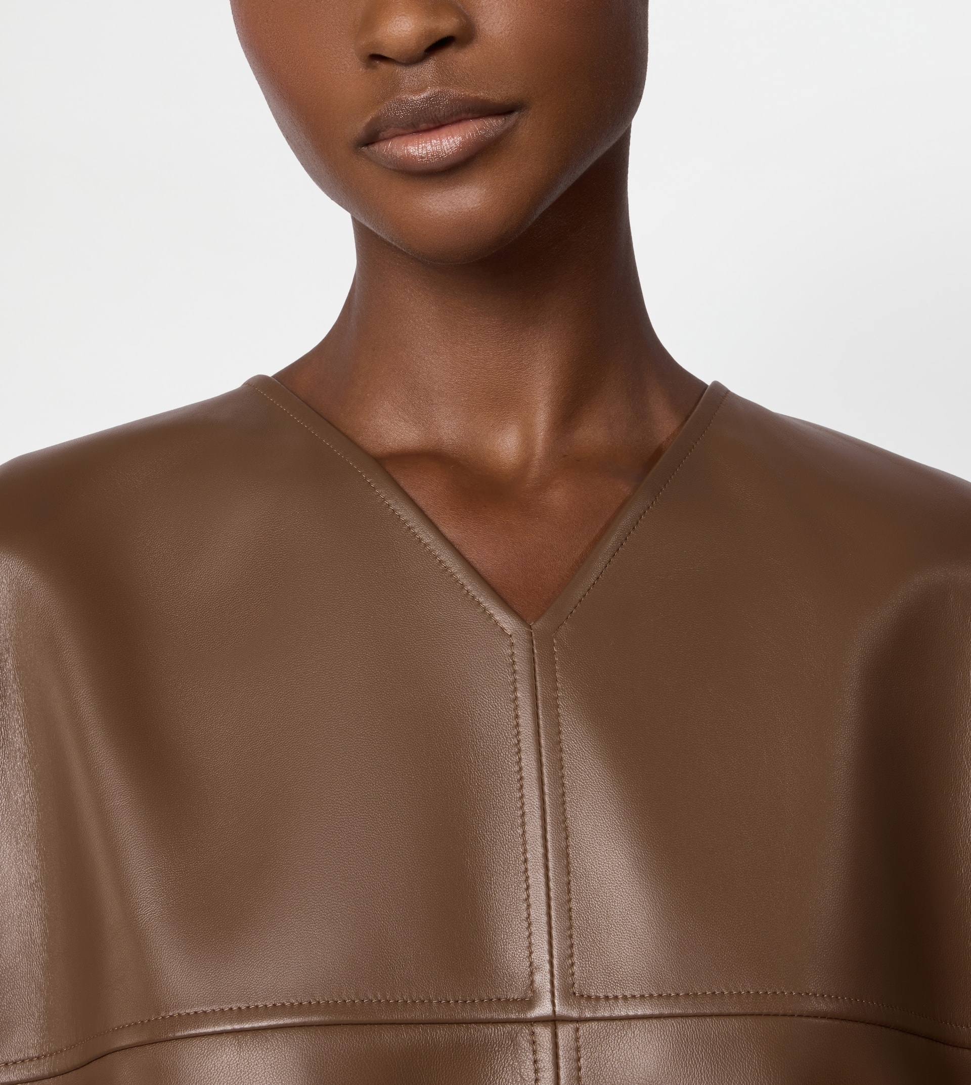 TUNIC IN LEATHER - BROWN - 5