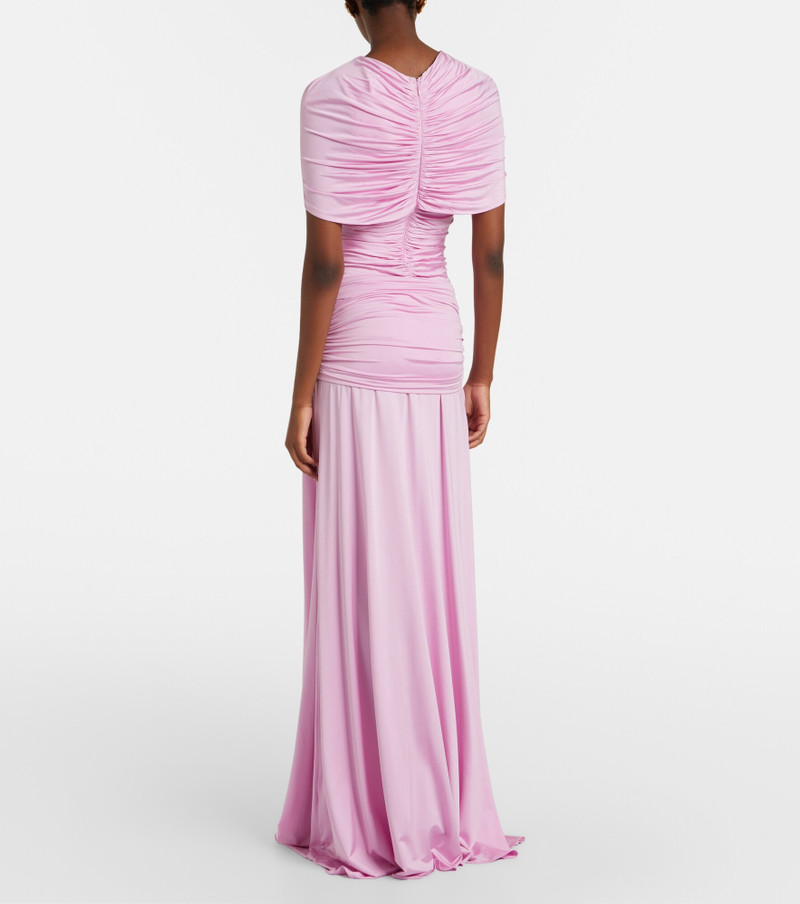 Caped ruched jersey maxi dress 6