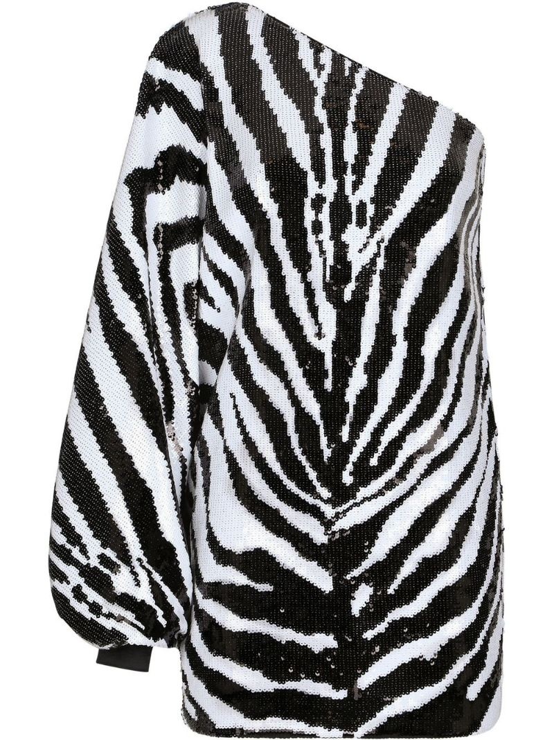 zebra-print one-shoulder dress - 1