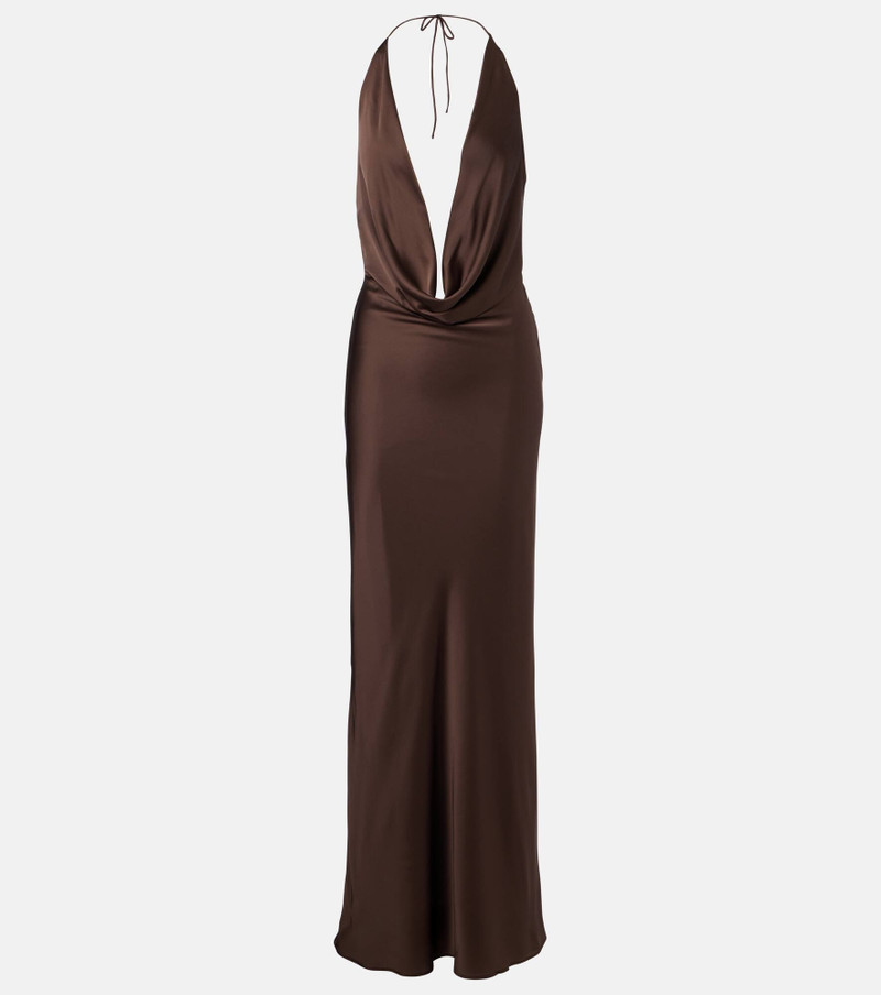 Draped chiffon maxi dress 1