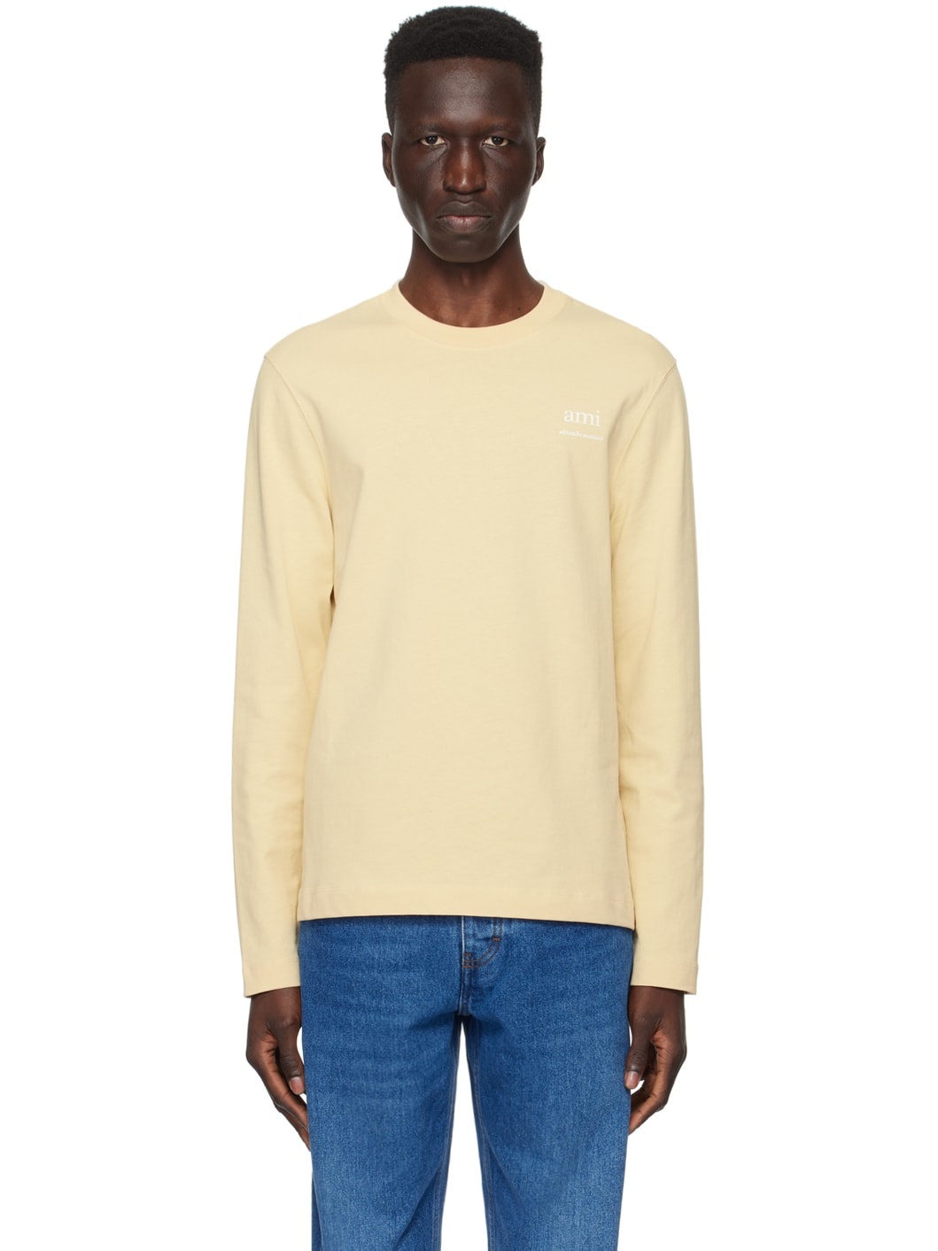 Beige Bonded Long Sleeve T-Shirt - 1