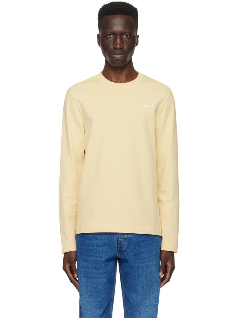Beige Bonded Long Sleeve T-Shirt 1